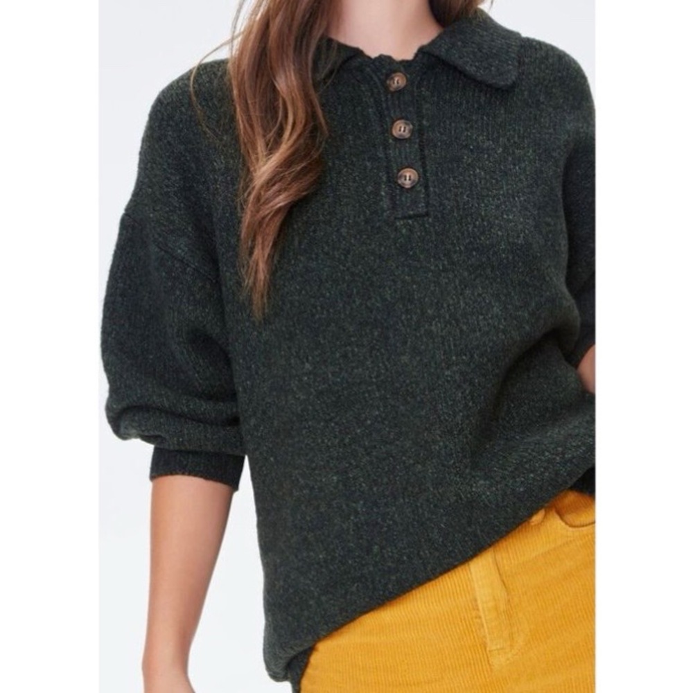 Marled Half-Buttoned Sweater - Picture 4 of 7